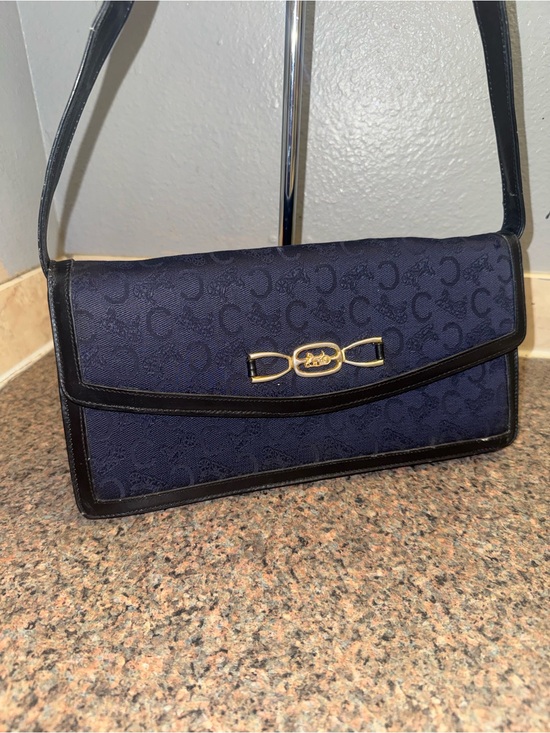 Celine Handbags - Celine vintage Navy Blue Macadam Monogram denim shoulder bag
